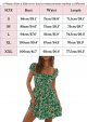 Womens Summer High Waist Floral Dress Square Neck Short Sleeve Elastic Waist Mini Casual Dresses